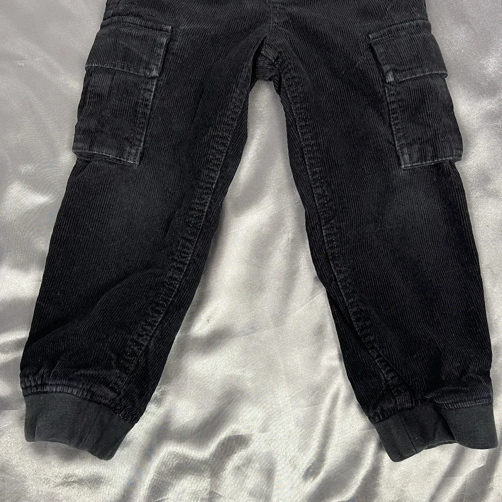 Baby GAP Cargo Pants Toddler 4‎ Years Lined Black Corduroy Pull-On Joggers Cozy